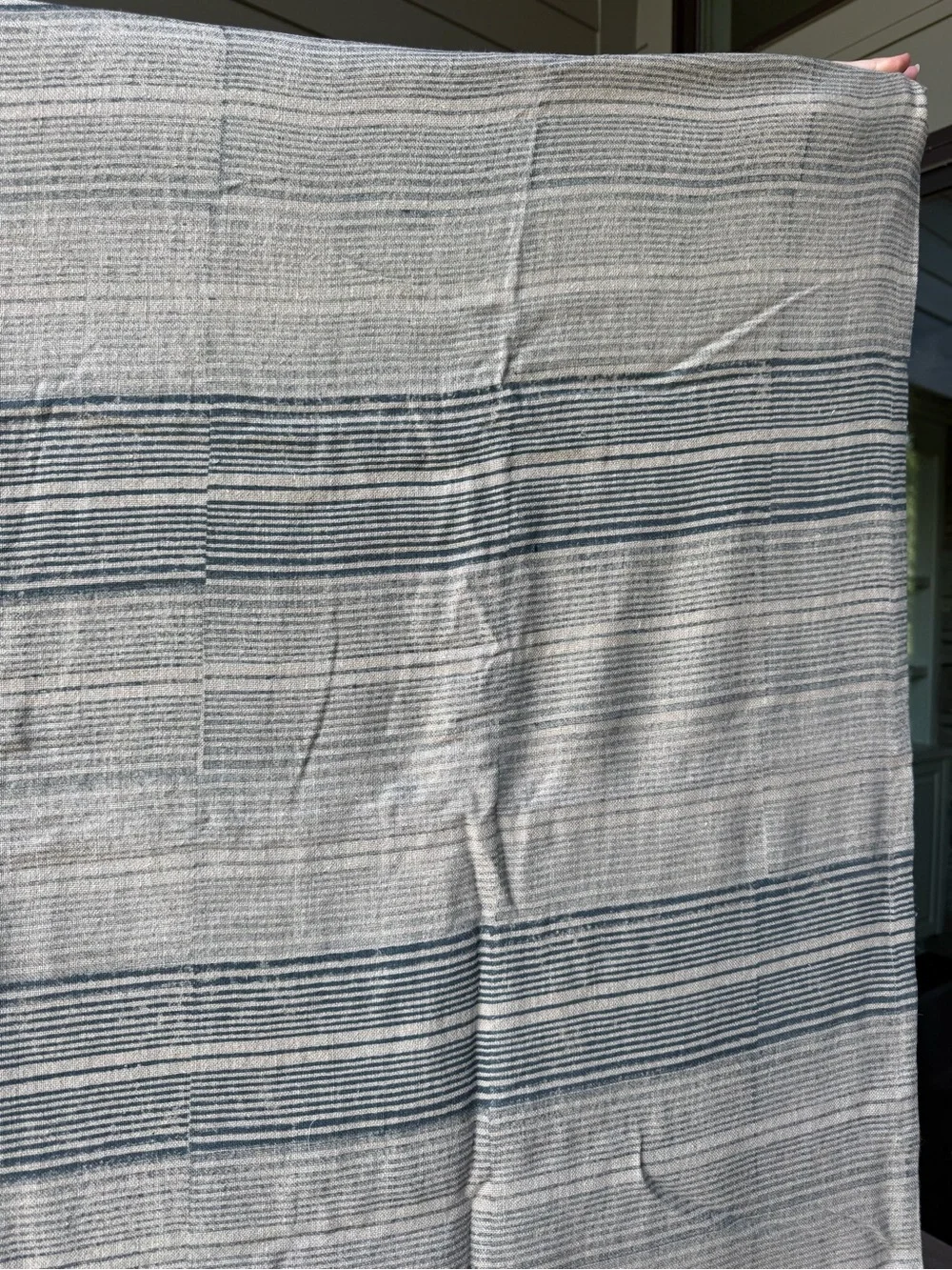 New🌟Terrain-Tuscan Stripe Linen Tablecloth-Blue Stripe